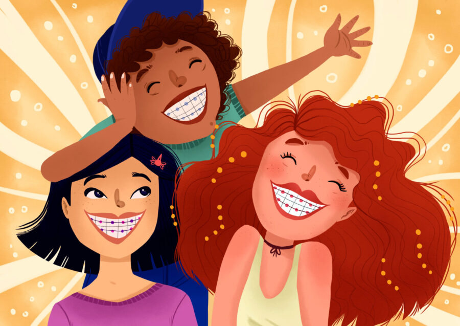 children in braces, first orthodontist