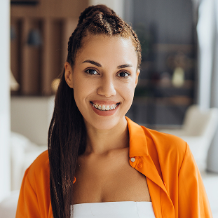 smiling woman with braces