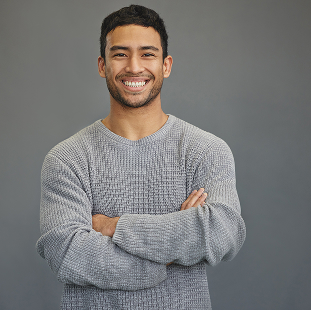 smiling man with straight teeth